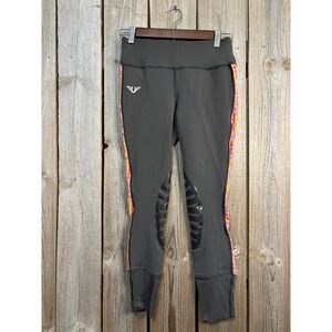 Athena Equicoat Charcoal Grey Equestrian Riding Tights Silicone Knee Patch S